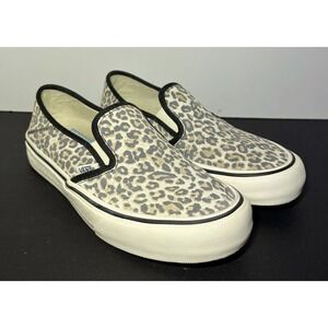 VANS Shoes W 7.5 M 6 Cheetah Low Top Sneaker Classic Slip On Whitecap Gray Black